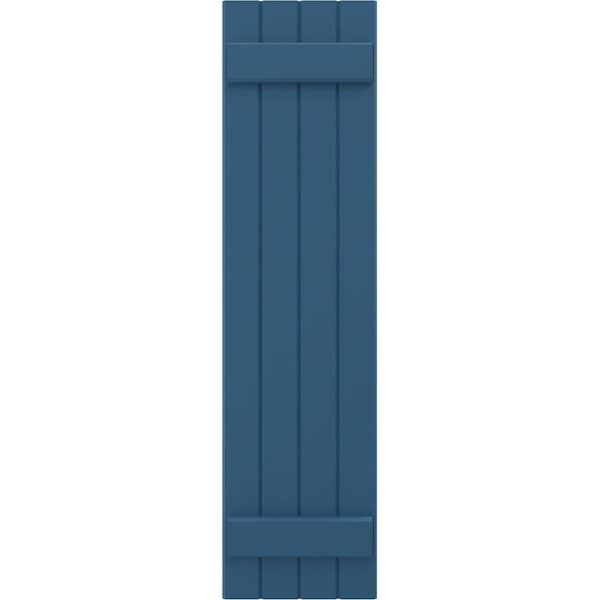 Ekena Millwork Americraft 4-Board (2 Batten) Exterior Real Wood Joined Board-n-Batten Shutters, ARW101BB414X59HBH, PR - ARW101BB414X59HBH