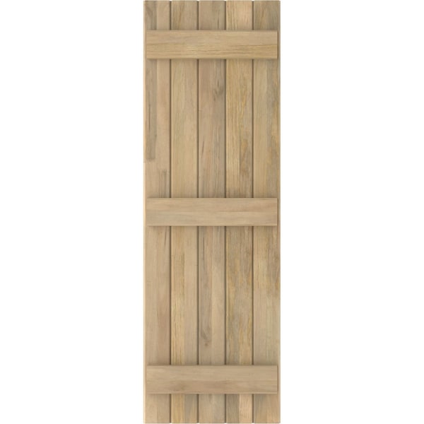 Ekena Millwork Americraft 5-Board (3 Batten) Exterior Real Wood Joined Board-n-Batten Shutters, ARW401BB518X47UNH, PR - ARW401BB518X47UNH