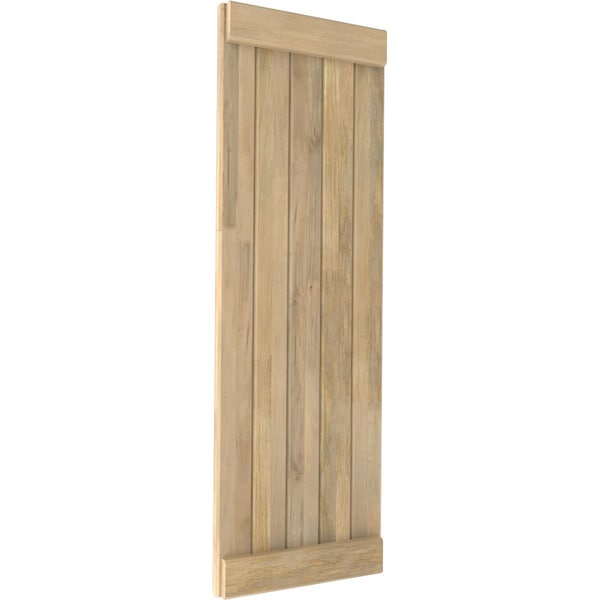 Ekena Millwork Americraft 5-Board Exterior Wood Joined Board-n-Batten Shutters w/ End Batten, ARW103BB518X79UNH, PR - ARW103BB518X79UNH