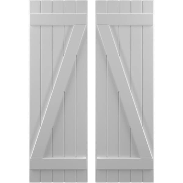 Ekena Millwork Americraft 5-Board (2 Batten) Wood Joined Board-n-Batten Shutters w/ Z-Bar, ARW102BB518X60PRH - ARW102BB518X60PRH