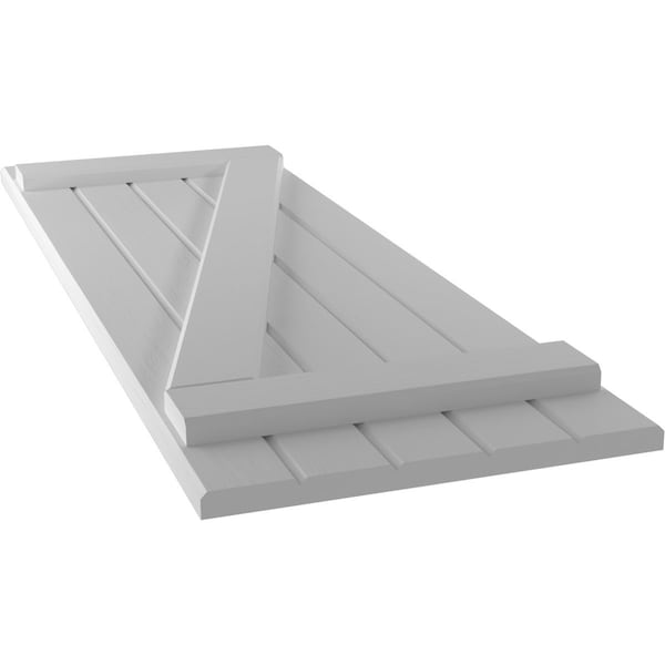 Ekena Millwork Americraft 5-Board (2 Batten) Wood Joined Board-n-Batten Shutters w/ Z-Bar, ARW102BB518X60PRH - ARW102BB518X60PRH