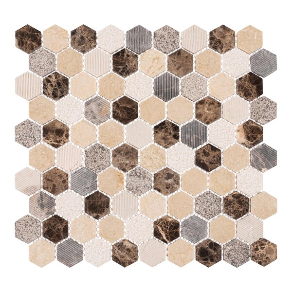 Andova Tiles SAMPLE Amarillo 125 x 125 Natural Stone Honeycomb Mosaic Wall  Floor Tile - SAM-ANDAMA101