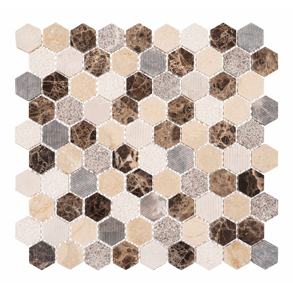 Andova Tiles SAMPLE Amarillo 125 x 125 Natural Stone Honeycomb Mosaic Wall  Floor Tile - SAM-ANDAMA101