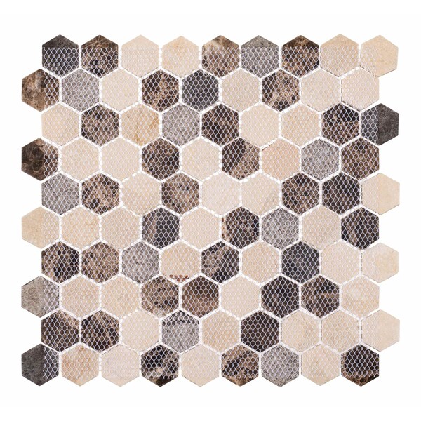 Andova Tiles SAMPLE Amarillo 125 x 125 Natural Stone Honeycomb Mosaic Wall  Floor Tile - SAM-ANDAMA101