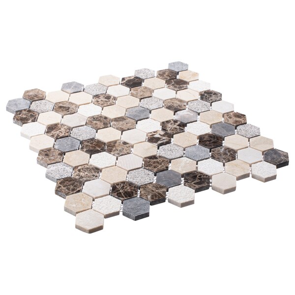 Andova Tiles SAMPLE Amarillo 125 x 125 Natural Stone Honeycomb Mosaic Wall  Floor Tile - SAM-ANDAMA101
