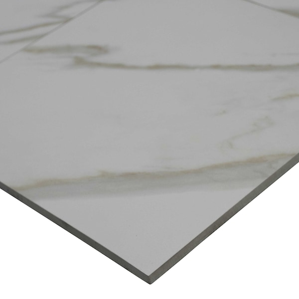 Msi Pietra Calacatta 12 In. X 24 In. Glazed Polished Porcelain Floor And Wall Tile, 8PK - ZOR-PT-0100