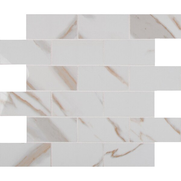 Msi Pietra Calacatta 12 In. X 12 In. X 10Mm Polished Porcelain Mosaic Floor & Wall Tile, 10PK - ZOR-PT-0223