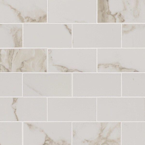 Msi Pietra Calacatta 12 In. X 12 In. X 10Mm Polished Porcelain Mosaic Floor & Wall Tile, 10PK - ZOR-PT-0223