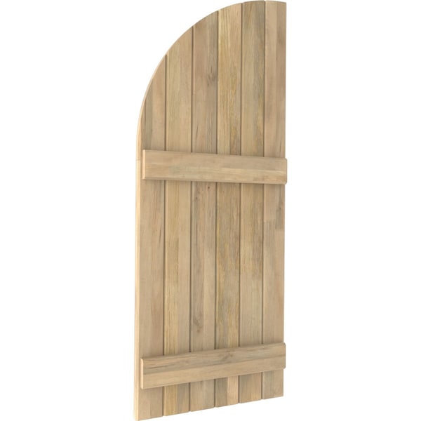 Ekena Millwork Americraft 6-Board (2 Batten) Wood Joined Board-n-Batten Shutters w/ Arch Top, ARW101BQ621X37UNH, PR - ARW101BQ621X37UNH