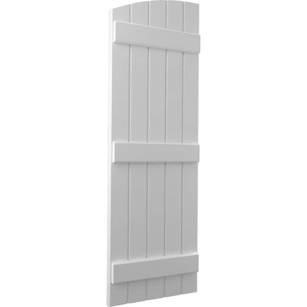 Ekena Millwork Americraft 5-Board (3 Batten) Wood Joined Board-n-Batten Shutters w/ Ellipt Top, ARW401BE518X35PRH - ARW401BE518X35PRH