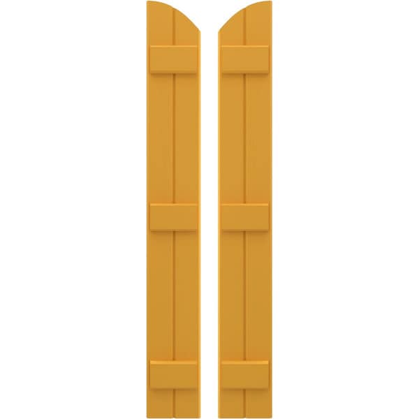 Ekena Millwork Americraft 2-Board (3 Batten) Wood Joined Board-n-Batten Shutters w/Ellipt Top, ARW401BE207X48TUH, PR - ARW401BE207X48TUH