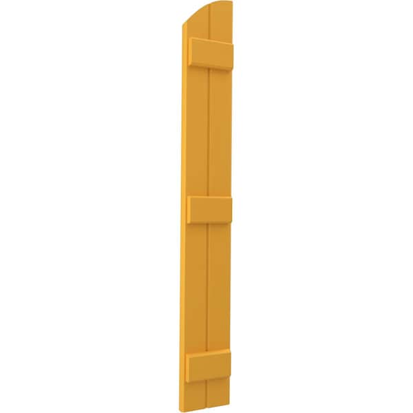 Ekena Millwork Americraft 2-Board (3 Batten) Wood Joined Board-n-Batten Shutters w/Ellipt Top, ARW401BE207X48TUH, PR - ARW401BE207X48TUH