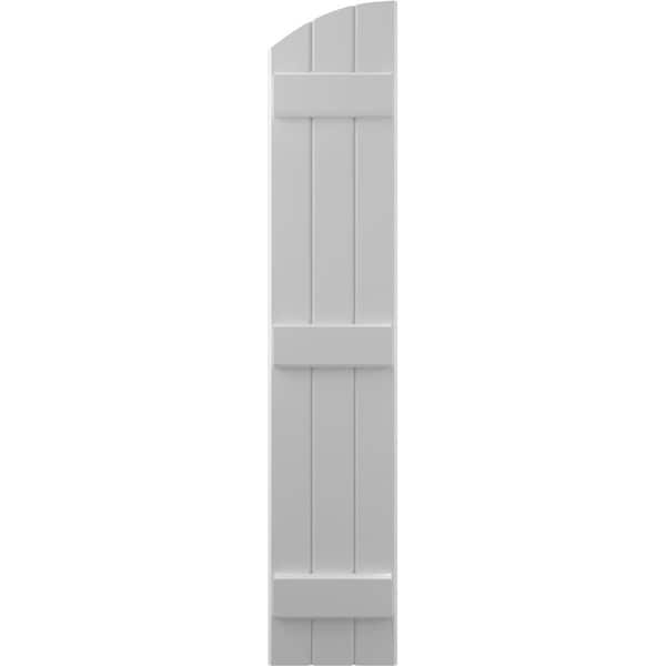 Ekena Millwork Americraft 3-Board (3 Batten) Wood Joined Board-n-Batten Shutters w/ Ellipt Top, ARW401BE311X61PRH - ARW401BE311X61PRH