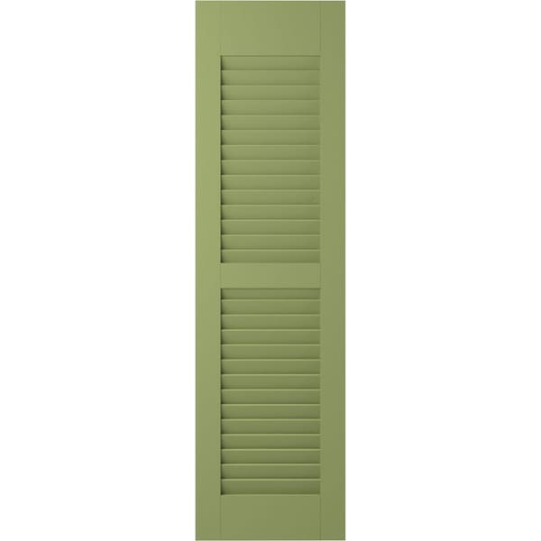 Ekena Millwork 15W x 47H Americraft Two Equal Louver Exterior Real Wood Shutters, Moss Green, PR - RW101LV15X47MGH