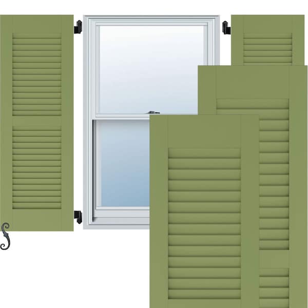 Ekena Millwork 15W x 47H Americraft Two Equal Louver Exterior Real Wood Shutters, Moss Green, PR - RW101LV15X47MGH