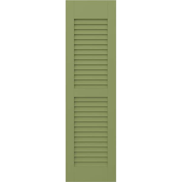 Ekena Millwork 15W x 47H Americraft Two Equal Louver Exterior Real Wood Shutters, Moss Green, PR - RW101LV15X47MGH