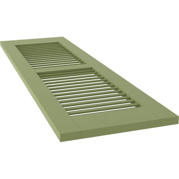 Ekena Millwork 15W x 47H Americraft Two Equal Louver Exterior Real Wood Shutters, Moss Green, PR - RW101LV15X47MGH