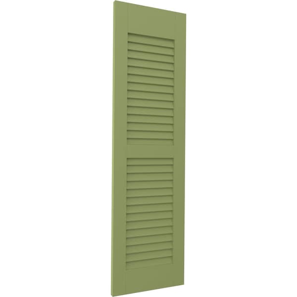 Ekena Millwork 15W x 47H Americraft Two Equal Louver Exterior Real Wood Shutters, Moss Green, PR - RW101LV15X47MGH