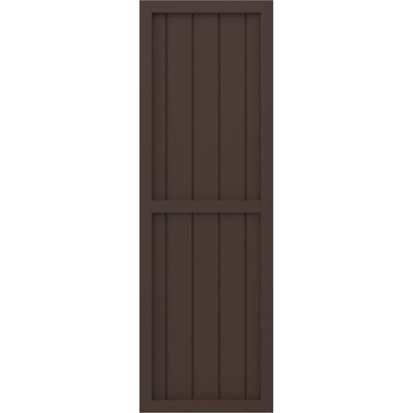 Ekena Millwork Americraft 5-Board Exterior Wood 2 Equal Panel Framed Board-n-Batten Shutters, ARW101BF518X52TBH, PR - ARW101BF518X52TBH