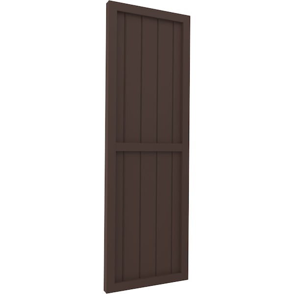 Ekena Millwork Americraft 5-Board Exterior Wood 2 Equal Panel Framed Board-n-Batten Shutters, ARW101BF518X52TBH, PR - ARW101BF518X52TBH