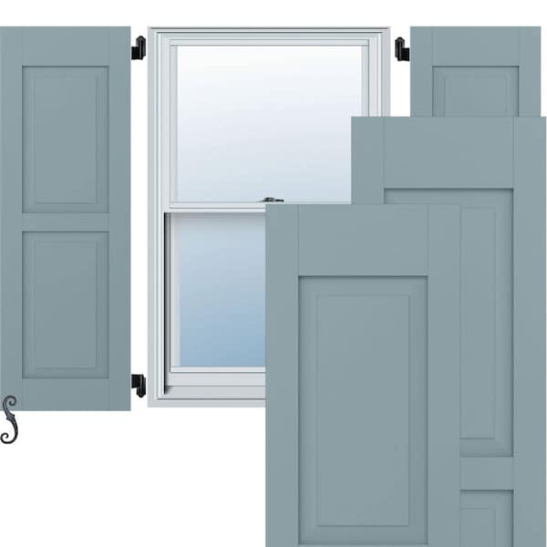 Ekena Millwork Americraft 2 Equal Raised Panel Exterior Real Wood Shutters, RW101RP15X31SBH, PR - RW101RP15X31SBH