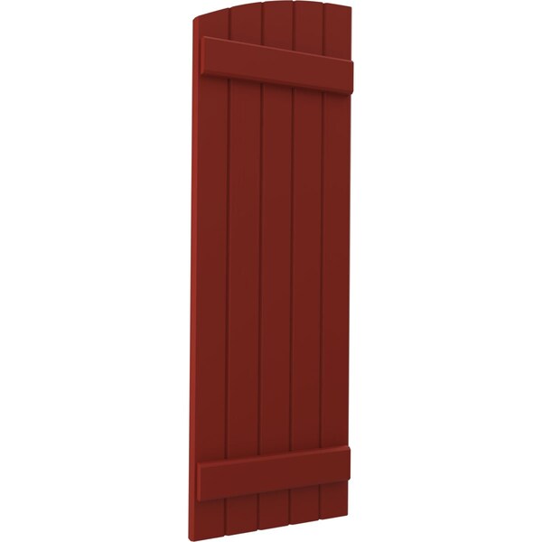 Ekena Millwork Americraft 5-Board (2 Batten) Wood Joined Board-n-Batten Shutters w/Ellipt Top, ARW101BE518X33MRH, PR - ARW101BE518X33MRH