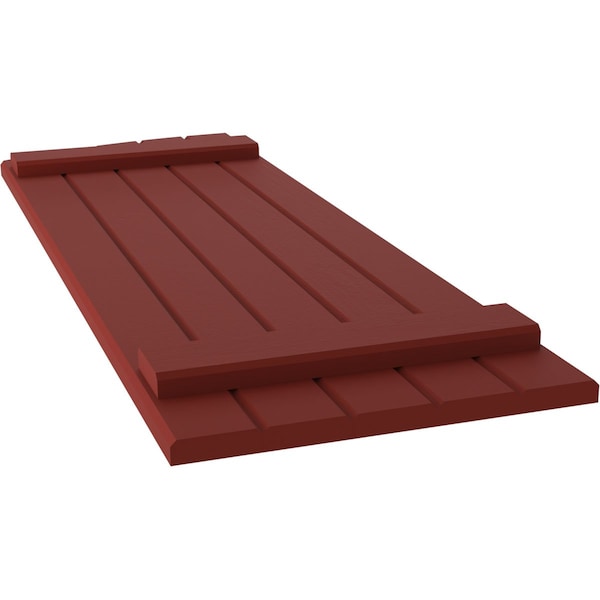 Ekena Millwork Americraft 5-Board (2 Batten) Wood Joined Board-n-Batten Shutters w/Ellipt Top, ARW101BE518X33MRH, PR - ARW101BE518X33MRH