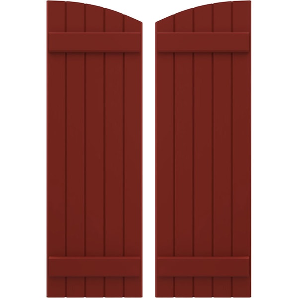 Ekena Millwork Americraft 5-Board (2 Batten) Wood Joined Board-n-Batten Shutters w/Ellipt Top, ARW101BE518X33MRH, PR - ARW101BE518X33MRH