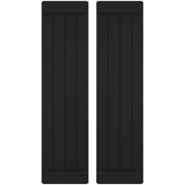 Ekena Millwork Americraft 4-Board Exterior Wood Joined Board-n-Batten Shutters w/ End Batten, ARW103BB414X73BLH, PR - ARW103BB414X73BLH