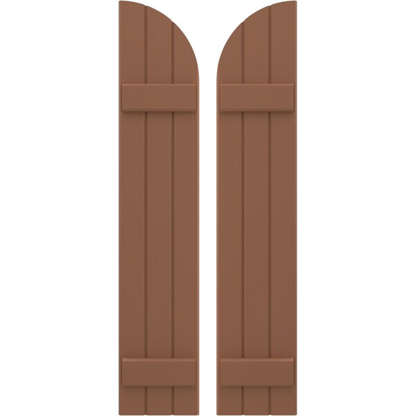 Ekena Millwork Americraft 3-Board (2 Batten) Wood Joined Board-n-Batten Shutters w/ Arch Top, ARW101BQ311X63BTH, PR - ARW101BQ311X63BTH