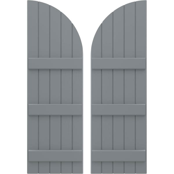Ekena Millwork Americraft 5-Board (3 Batten) Wood Joined Board-n-Batten Shutters w/ Arch Top, ARW401BQ518X47CHH, PR - ARW401BQ518X47CHH