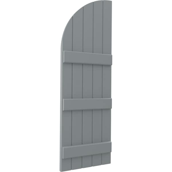 Ekena Millwork Americraft 5-Board (3 Batten) Wood Joined Board-n-Batten Shutters w/ Arch Top, ARW401BQ518X47CHH, PR - ARW401BQ518X47CHH