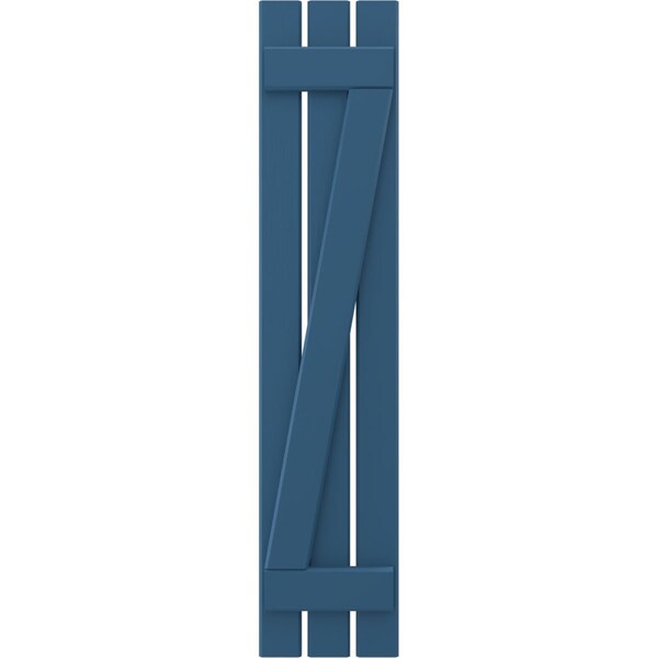 Ekena Millwork Americraft 3-Board (2 Batten) Wood Spaced Board-n-Batten Shutters w/ Z-Bar, ARW102SB311X42HBH, PR - ARW102SB311X42HBH