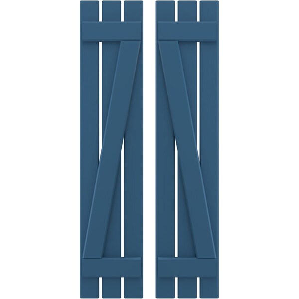 Ekena Millwork Americraft 3-Board (2 Batten) Wood Spaced Board-n-Batten Shutters w/ Z-Bar, ARW102SB311X42HBH, PR - ARW102SB311X42HBH