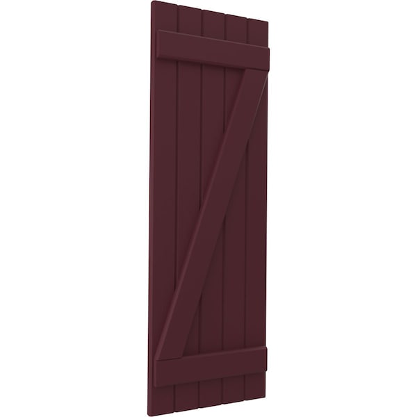 Ekena Millwork Americraft 5-Board (2 Batten) Wood Joined Board-n-Batten Shutters w/ Z-Bar, ARW102BB518X64WRH, PR - ARW102BB518X64WRH