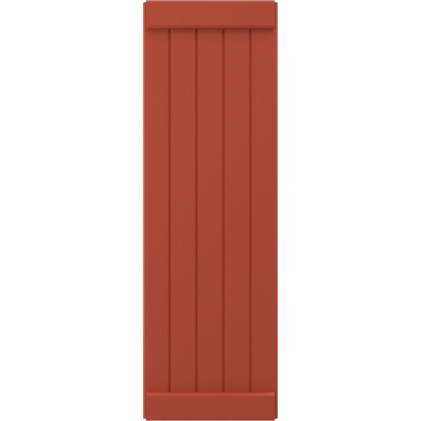Ekena Millwork Americraft 5-Board Exterior Wood Joined Board-n-Batten Shutters w/ End Batten, ARW103BB518X70CLH, PR - ARW103BB518X70CLH