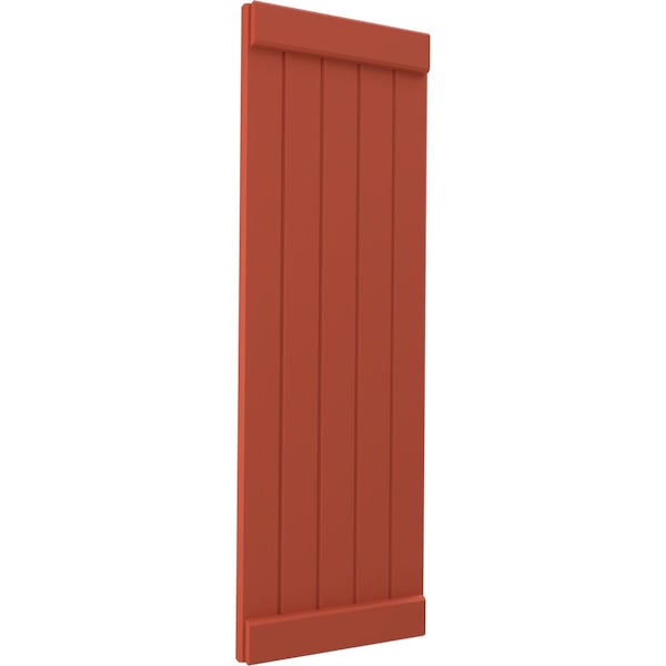 Ekena Millwork Americraft 5-Board Exterior Wood Joined Board-n-Batten Shutters w/ End Batten, ARW103BB518X70CLH, PR - ARW103BB518X70CLH
