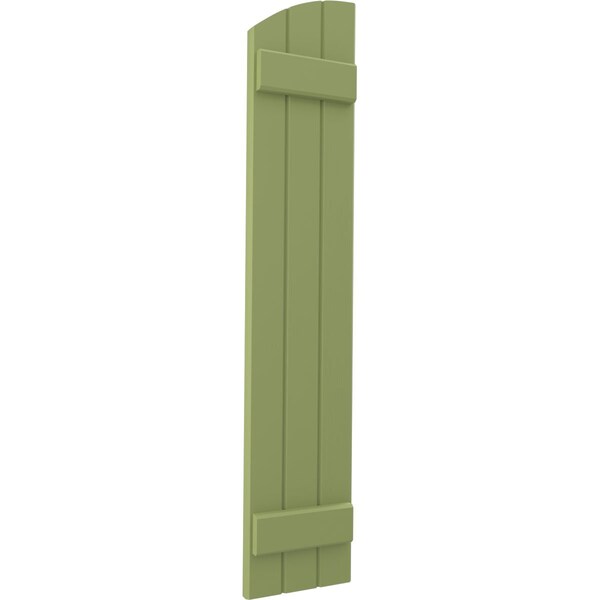 Ekena Millwork Americraft 3-Board (2 Batten) Wood Joined Board-n-Batten Shutters w/Ellipt Top, ARW101BE311X34MGH, PR - ARW101BE311X34MGH