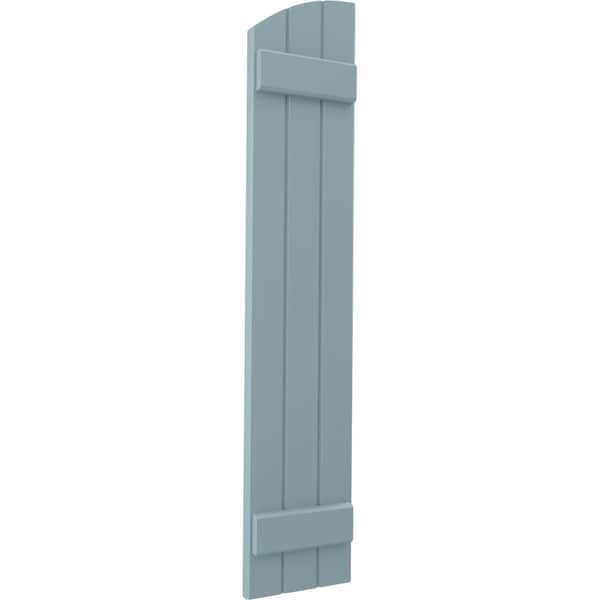 Ekena Millwork Americraft 3-Board (2 Batten) Wood Joined Board-n-Batten Shutters w/Ellipt Top, ARW101BE311X38SBH, PR - ARW101BE311X38SBH
