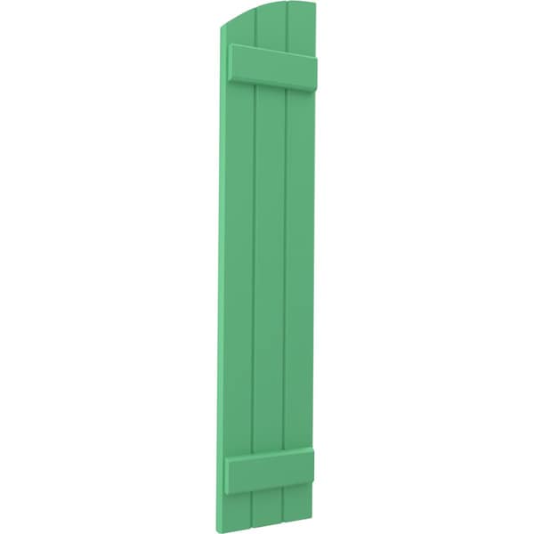 Ekena Millwork Americraft 3-Board (2 Batten) Wood Joined Board-n-Batten Shutters w/Ellipt Top, ARW101BE311X62LPH, PR - ARW101BE311X62LPH