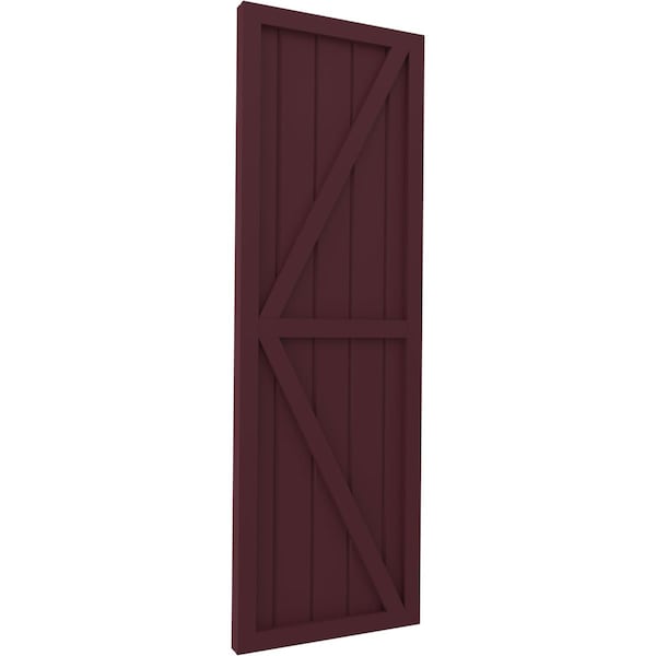 Ekena Millwork Americraft 5-Board Wood 2 Equal Panel Frmd Board-n-Batten Shutters w/Dubl Z-Bar, ARW102BF518X71WRH, PR - ARW102BF518X71WRH