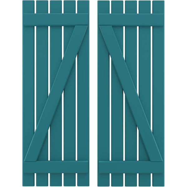Ekena Millwork Americraft 5-Board (2 Batten) Wood Spaced Board-n-Batten Shutters w/ Z-Bar, ARW102SB519X83ANH, PR - ARW102SB519X83ANH