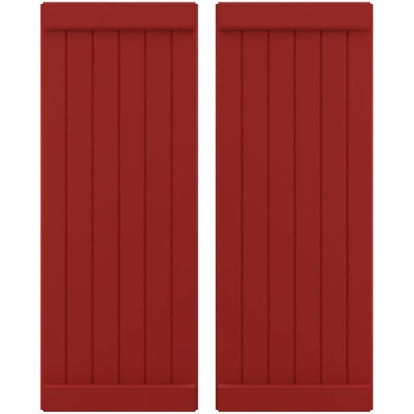 Ekena Millwork Americraft 6-Board Exterior Wood Joined Board-n-Batten Shutters w/ End Batten, ARW103BB621X65BRH, PR - ARW103BB621X65BRH