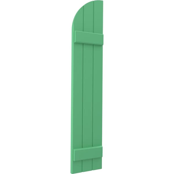 Ekena Millwork Americraft 3-Board (2 Batten) Wood Joined Board-n-Batten Shutters w/ Arch Top, ARW101BQ311X74LPH, PR - ARW101BQ311X74LPH