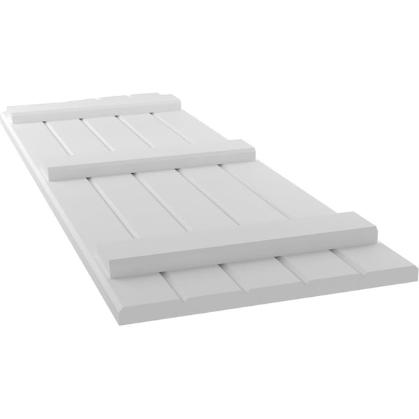 Ekena Millwork Americraft 5-Board (3 Batten) Wood Joined Board-n-Batten Shutters w/Ellipt Top, ARW401BE518X44WHH, PR - ARW401BE518X44WHH