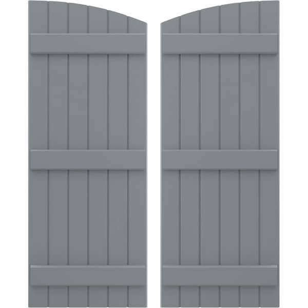 Ekena Millwork Americraft 6-Board (3 Batten) Wood Joined Board-n-Batten Shutters w/Ellipt Top, ARW401BE621X51CHH, PR - ARW401BE621X51CHH