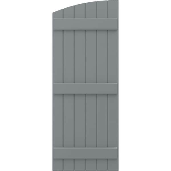 Ekena Millwork Americraft 6-Board (3 Batten) Wood Joined Board-n-Batten Shutters w/Ellipt Top, ARW401BE621X51CHH, PR - ARW401BE621X51CHH