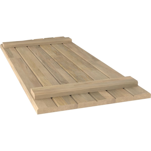 Ekena Millwork Americraft 6-Board (2 Batten) Wood Joined Board-n-Batten Shutters w/Ellipt Top, ARW101BE621X31UNH, PR - ARW101BE621X31UNH