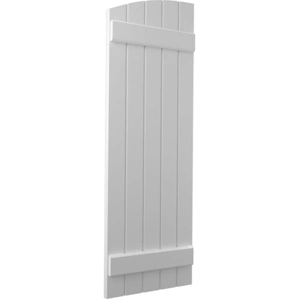 Ekena Millwork Americraft 5-Board (2 Batten) Wood Joined Board-n-Batten Shutters w/ Ellipt Top, ARW101BE518X59PRH - ARW101BE518X59PRH