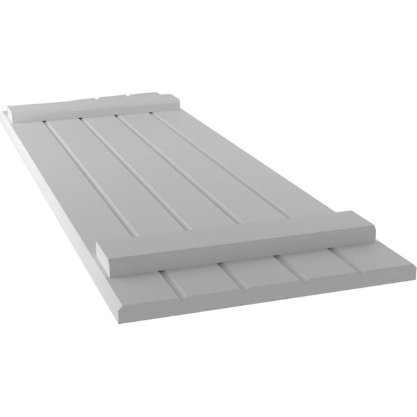 Ekena Millwork Americraft 5-Board (2 Batten) Wood Joined Board-n-Batten Shutters w/ Ellipt Top, ARW101BE518X59PRH - ARW101BE518X59PRH